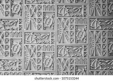 Hawaiian Wall With Polynesian Pattern and Texture. - Shutterstock ID 1075153244