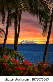 Hawaiin Cruise Setting Sail During Sunset