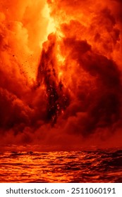 Hawaii's Kilauea volcano eruption formed a lava tube coming out the side of a cliff and emptying into the ocean, causing explosions, chemical reactions, and tremendous amounts of heat.  