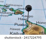 Hawi, Hawaii marked by a black map tack. The community of Hawi is located in Hawaiʻi County, HI.