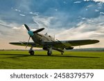 Hawker Hurricane IIc on display at the Duxford Battle of Britain airshow on 19th September 2015. The aircraft is part of the Battle Of Britain Memorial Flight BBMF display group.