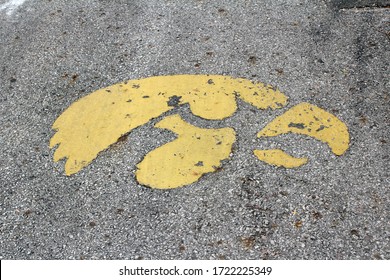 A Hawkeye Painted Onto A Street