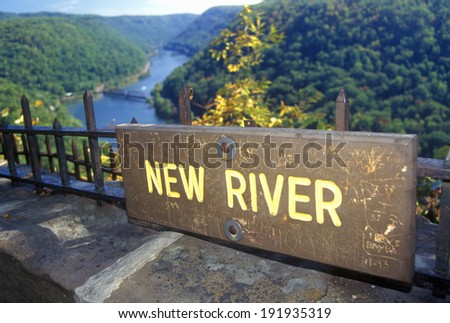 Hawks Point State Park Overlook on Scenic Highway US Route 60 over the New River in Ansted, WV