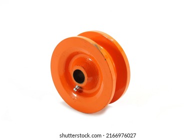 Hay Baler Spare Part Pickup Transmission Pulley, Perspective View Of Hay Baler Spare Part, Isolated On White Background