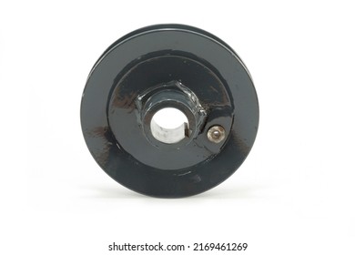 Hay Baler Spare Part Transmission Pulley, Front View Of Hay Baler Spare Part, Isolated On White Background