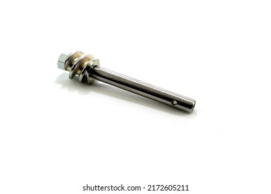 Hay baler spare part twine knotter worm gear shaft, perspective view of hay baler spare part, isolated on white background