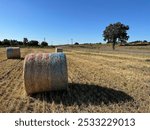 Hay bales off La Panza Road outside Creston, San Luis Obispo County, California.