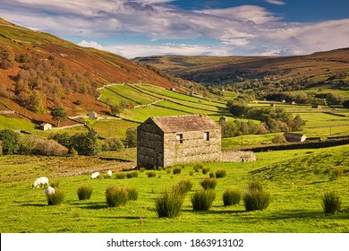 Hay Barns, Swaledale in Autumn, Yorkshire Dales, England, UK. - Shutterstock ID 1863913102