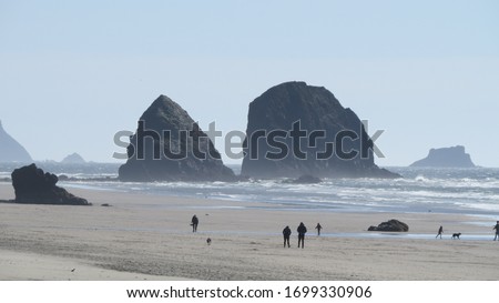 Hay stack rocks and beach in Canon Beach, Oregon