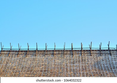 Hay Stack Roof And Bamboo With Blue Sky, 