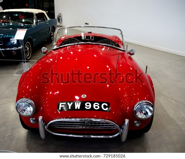 Haynes\
International Motor Museum in  England, UK - September 26 2017 -\
1965 AC Cobra Car.  The Museum Contains over 400 cars and\
motorcycles and a collection of other\
automobilia.