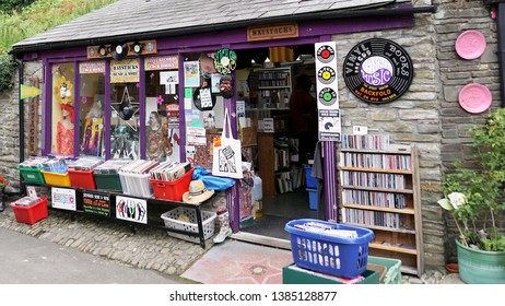 Hay-on-Wye, Wales - Aug 2016: Old Shop Of New And Used Books, Records, CD's And Other Fine Items In The Famous Book Centric Town Of Hay-on-Wye In Breconshire, Wales.