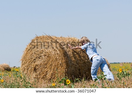 Similar – Vater und Sohn auf dem Feld liegend