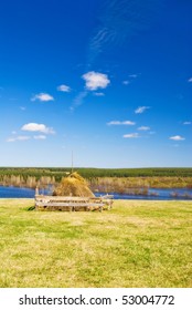 Haystack on a background sky