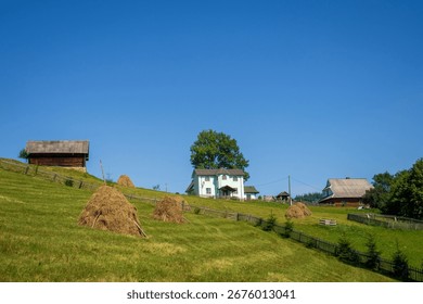haystack on the green meadow