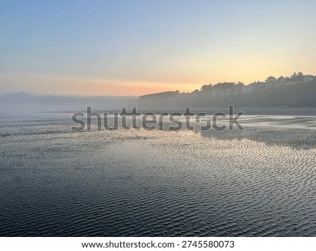 Haystack Rock Cannon Beach Oregon Full Moon Misty Dawn Driftwood Sandy Beach Tidal Stream