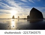 Haystack Rock at Oregon Sunset