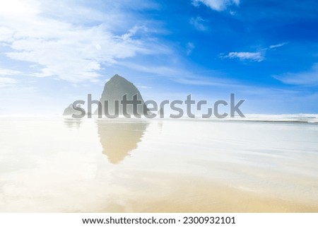 The Haystack Rock as seen from Canon Beach, OR.
