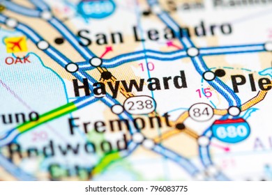 Hayward. California. USA On A Map