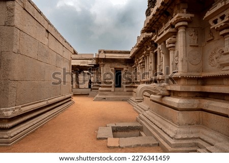 Hazara Rama Temple in Hampi is famous for the lovely bas reliefs and panels depicting the story of the epic Ramayana. Hampi is a UNESCO World Heritage site.