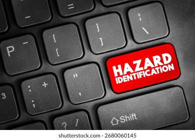 Hazard Identification text button on keyboard, concept background