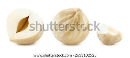 Hazelnut collection Clipping path. Hazelnut set. Hazelnut isolated on white background