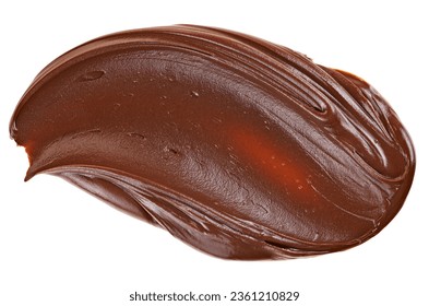 Hazelnut cream isolated on a white background, top view. Cream chocolate spreading.