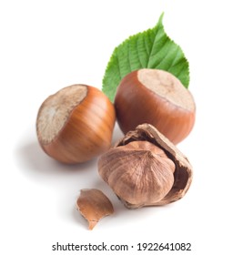 Hazelnuts isolated on white backgrounds. - Shutterstock ID 1922641082