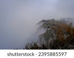 Hazy cliff in Guadalupe Mountains National Park on Guadalupe Peak trail.