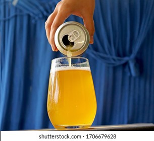 Hazy Craf Beer With Blue Background