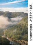 Hazy Morning Overlook at New River Gorge National Park and Preserve in southern West Virginia in the Appalachian Mountains, USA