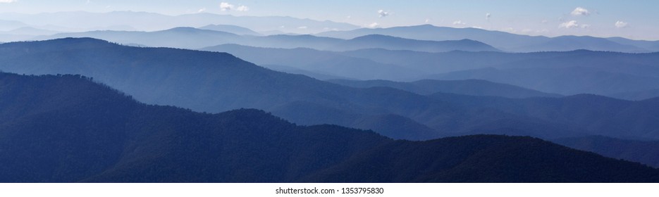 Hazy mountain valleys, Snowy Mountains, Australia - Shutterstock ID 1353795830