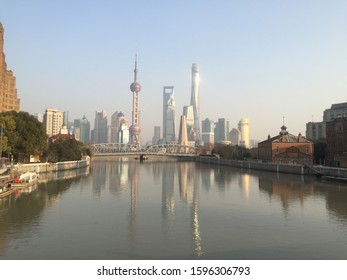 Hazy Shanghai Skyline from Suzhou river