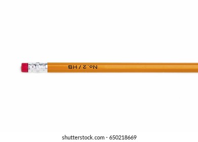HB Pencil With Eraser; Isolated On White