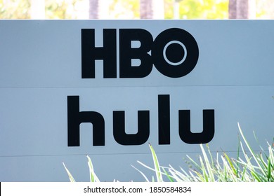 HBO And HULU Sign At Singpost Near Media Companies Ofices Silicon Beach - Santa Monica, California, USA - 2020