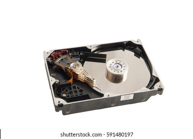 Hdd disk inside isolated on the white background. - Shutterstock ID 591480197