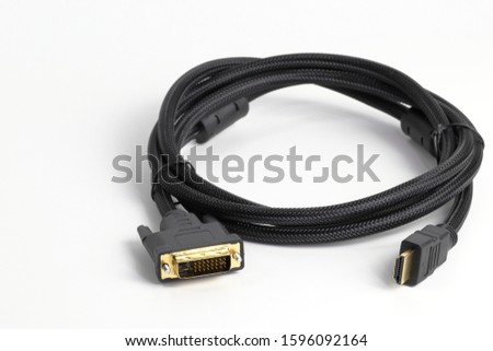 HDMI Male to DVI Male Cable isolated on white background