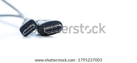 HDMI mini HDMI adapter on white background isolation