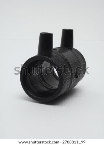 HDPE electrofusion coupler for plastic pipe connection isolated on white background