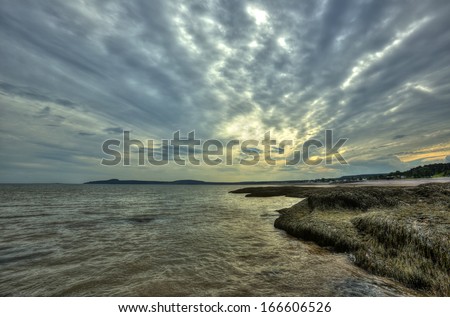 HDR (high dynamic range) image of caves and coastal features at low tide of the Bay of Fundy at St. Martins, New Brunswick, Canada.