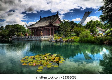 HDR Image Of The Chinese Garden Of The Montreal Botanical Gardens