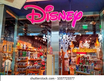 HDR image, Disney store entrance sign, shopping mall - Burlington, Massachusetts USA - February 2018