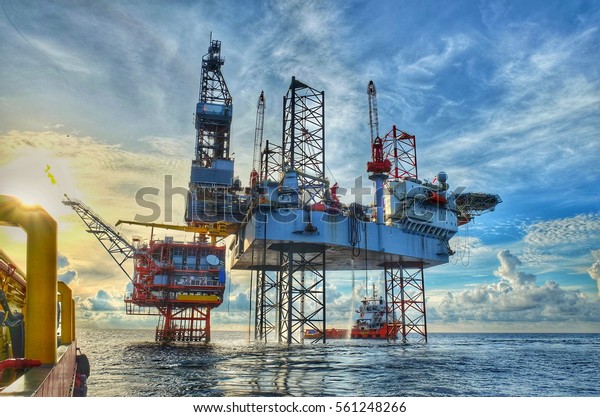 Hdr Image Offshore Construction Platform Production Stock Photo (Edit ...