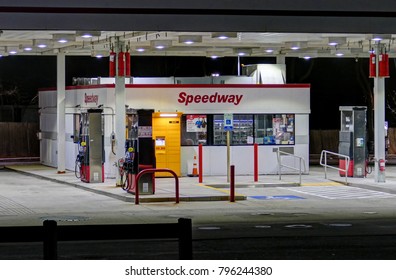 HDR Image, Speedway Gas Service Station - Saugus, Massachusetts USA - January 14, 2018