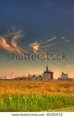 HDR view of the grain elevator in the canadian prairies