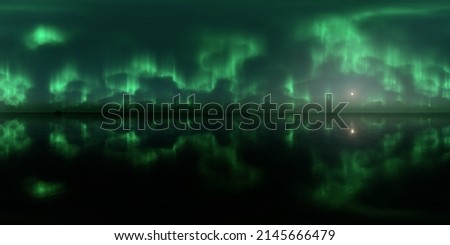 HDRI - Ice terrain with Aurora Borealis on the sky 25 - Panorama