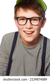 He Has A Positive Outlook On Life. A Teenage Boy Wearing A Hat And Glasses.