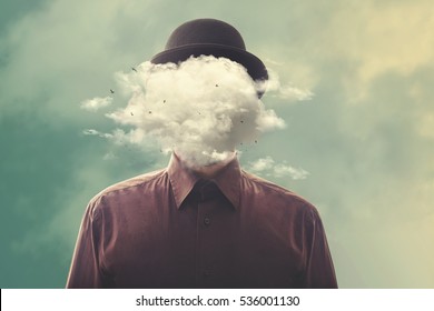head in the clouds minimalist concept - Shutterstock ID 536001130