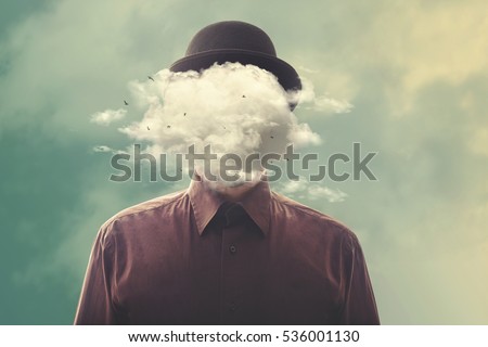head in the clouds minimalist concept