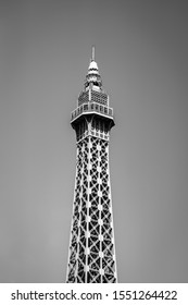 Head Of The Eiffel Tower In Black And White Paris France